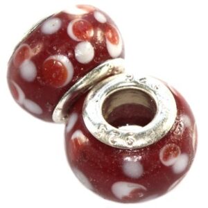 Rød glas charm med prikker